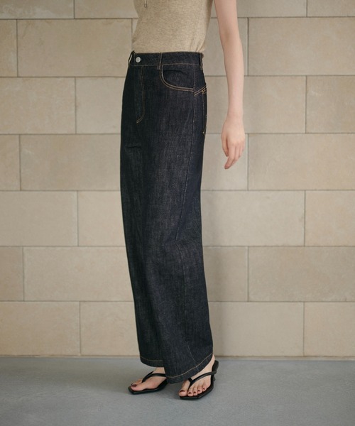 LAULEN(ローレン)の「cross loop high waist indigo denim/クロスループハイウエストインディゴデニム(デニムパンツ・レディース・ネイビー・M/S)」の3枚目の写真