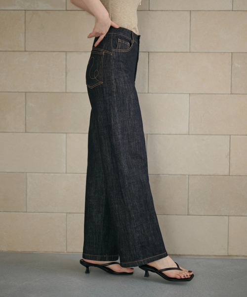 LAULEN(ローレン)の「cross loop high waist indigo denim/クロスループハイウエストインディゴデニム(デニムパンツ・レディース・ネイビー・M/S)」の8枚目の写真