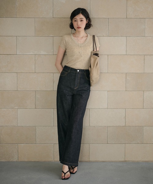 LAULEN(ローレン)の「cross loop high waist indigo denim/クロスループハイウエストインディゴデニム(デニムパンツ・レディース・ネイビー・M/S)」の10枚目の写真