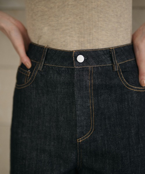 LAULEN(ローレン)の「cross loop high waist indigo denim/クロスループハイウエストインディゴデニム(デニムパンツ・レディース・ネイビー・M/S)」の16枚目の写真