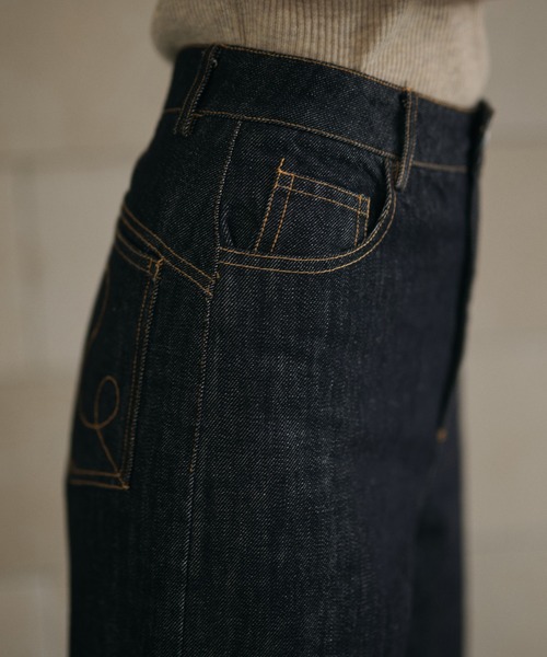 LAULEN(ローレン)の「cross loop high waist indigo denim/クロスループハイウエストインディゴデニム(デニムパンツ・レディース・ネイビー・M/S)」の17枚目の写真