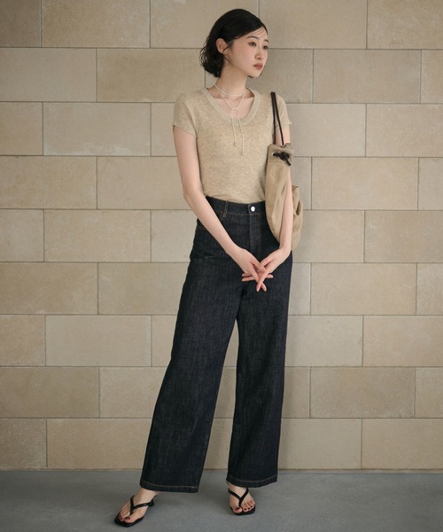 LAULEN(ローレン)の「cross loop high waist indigo denim/クロスループハイウエストインディゴデニム(デニムパンツ・レディース・ネイビー・M/S)」の15枚目の写真