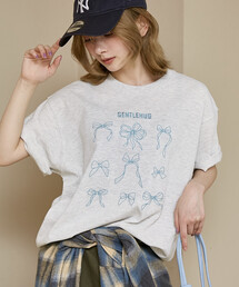 PUBLUX/パブリュクス リボン 刺繍 Tシャツ　限定展開