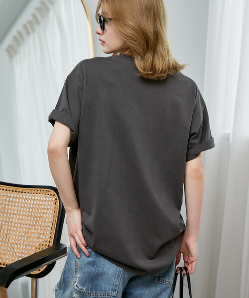 PUBLUX（パブリュクス）の「PUBLUX/パブリュクス リボン 刺繍 Tシャツ　限定展開（Tシャツ/カットソー・レディース・ブラウン/ライトグレー/ネイビー/チャコールグレー・ﾌﾘ-）」の6枚目の写真