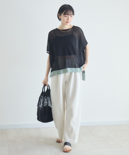 Paradise Picnic(パラダイスピクニック)の「裾配色ニットプルオーバー(ニット/セーター・レディース・ブラック/グリーン/ホワイト・FREE)」の4枚目の写真