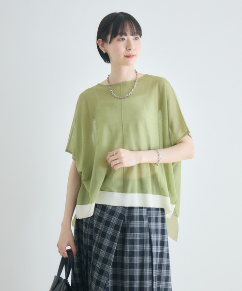 Paradise Picnic(パラダイスピクニック)の「裾配色ニットプルオーバー(ニット/セーター・レディース・ブラック/グリーン/ホワイト・FREE)」の6枚目の写真
