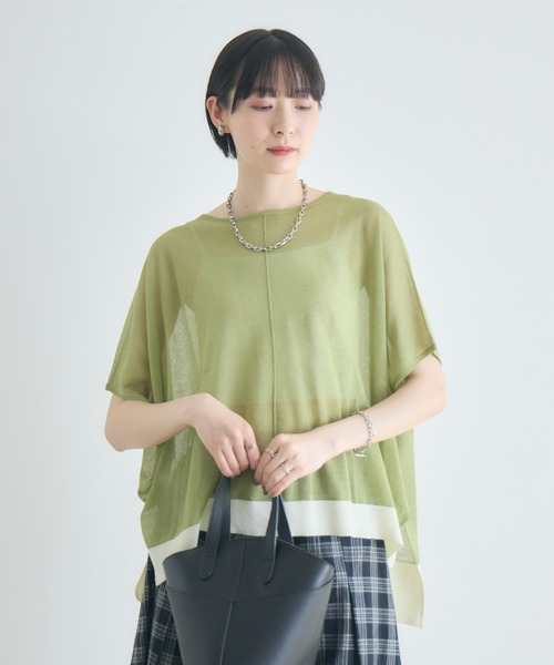 Paradise Picnic(パラダイスピクニック)の「裾配色ニットプルオーバー(ニット/セーター・レディース・ブラック/グリーン/ホワイト・FREE)」の7枚目の写真