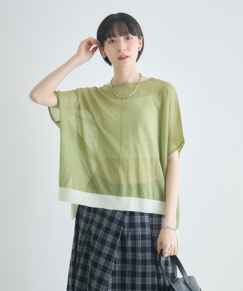 Paradise Picnic(パラダイスピクニック)の「裾配色ニットプルオーバー(ニット/セーター・レディース・ブラック/グリーン/ホワイト・FREE)」の8枚目の写真