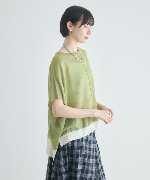 Paradise Picnic(パラダイスピクニック)の「裾配色ニットプルオーバー(ニット/セーター・レディース・ブラック/グリーン/ホワイト・FREE)」の9枚目の写真