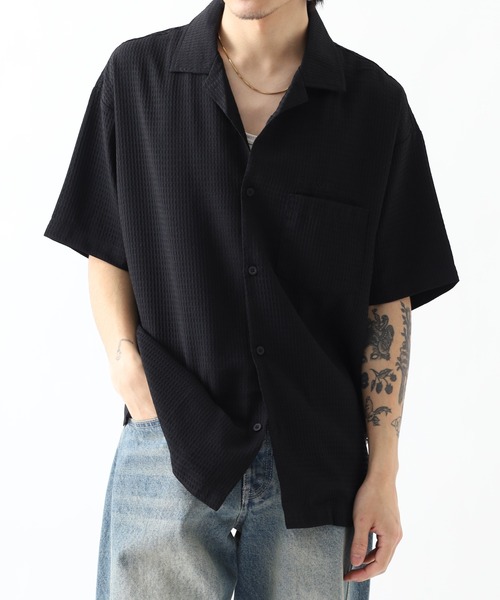 FLASH PACKER（フラッシュパッカー）の「ワッフル・アロハシャツ（シャツ/ブラウス・メンズ・グリーン/ベージュ/ブラック・XL/M/L）」の2枚目の写真