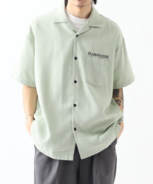 FLASH PACKER（フラッシュパッカー）の「ワッフル・アロハシャツ（シャツ/ブラウス・メンズ・グリーン/ベージュ/ブラック・XL/M/L）」の7枚目の写真