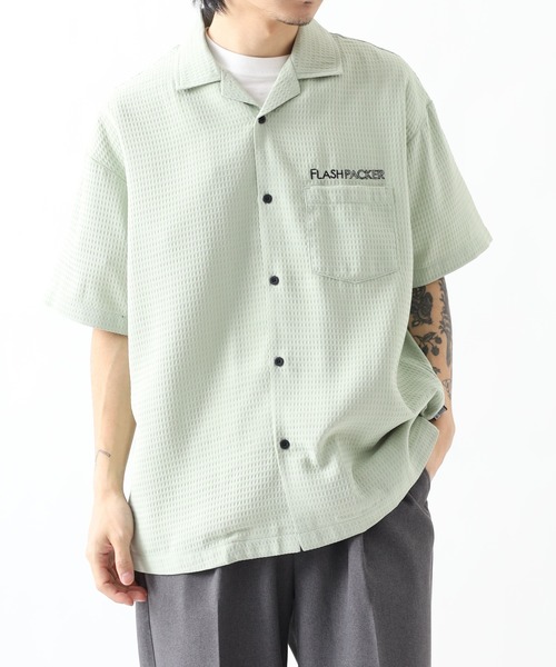 FLASH PACKER（フラッシュパッカー）の「ワッフル・アロハシャツ（シャツ/ブラウス・メンズ・グリーン/ベージュ/ブラック・XL/M/L）」の8枚目の写真