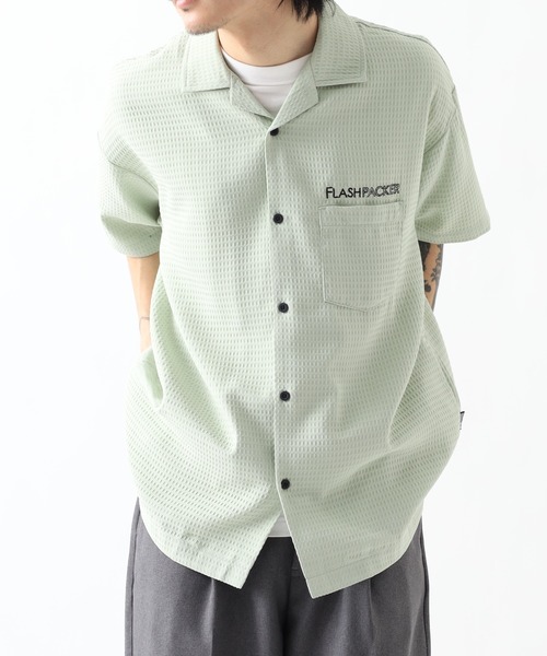 FLASH PACKER（フラッシュパッカー）の「ワッフル・アロハシャツ（シャツ/ブラウス・メンズ・グリーン/ベージュ/ブラック・XL/M/L）」の9枚目の写真