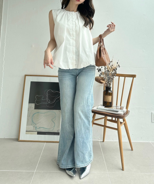 Ada.（エイダ）の「フロントギャザー ノースリーブ バルーンシルエットブラウス（シャツ/ブラウス・レディース・ブラック/ホワイト/ライトブルー・FREE）」の14枚目の写真