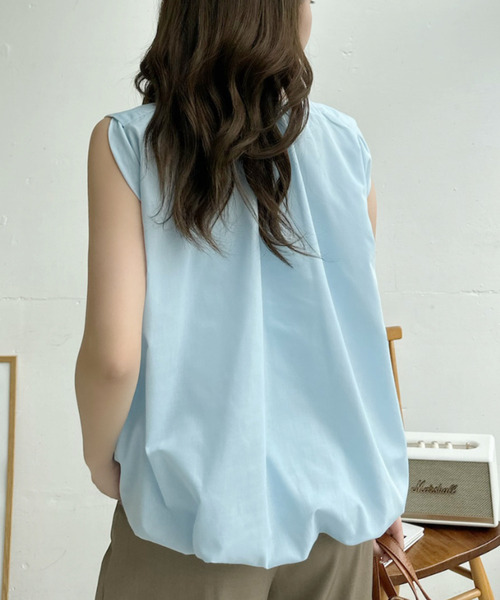 Ada.（エイダ）の「フロントギャザー ノースリーブ バルーンシルエットブラウス（シャツ/ブラウス・レディース・ブラック/ホワイト/ライトブルー・FREE）」の8枚目の写真
