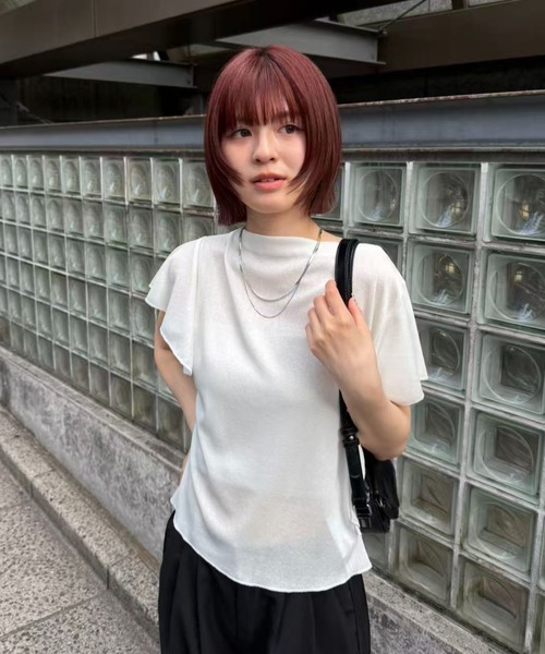 mebole(メボレ)の「フレアフラッタースリーブトップス(Tシャツ/カットソー・レディース・ブラック/ホワイト/ブルー・FREE)」の10枚目の写真