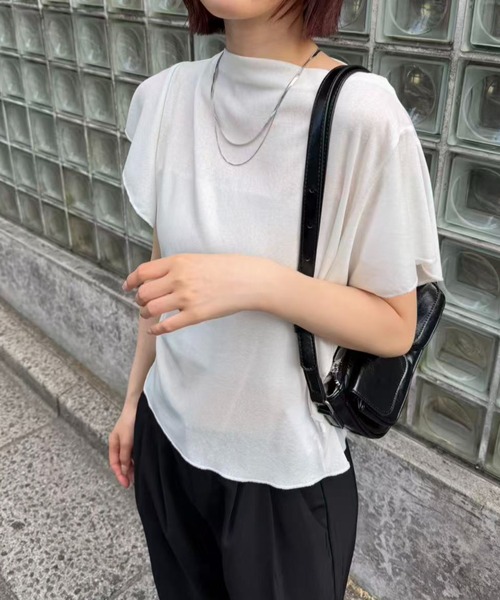 mebole(メボレ)の「フレアフラッタースリーブトップス(Tシャツ/カットソー・レディース・ブラック/ホワイト/ブルー・FREE)」の12枚目の写真