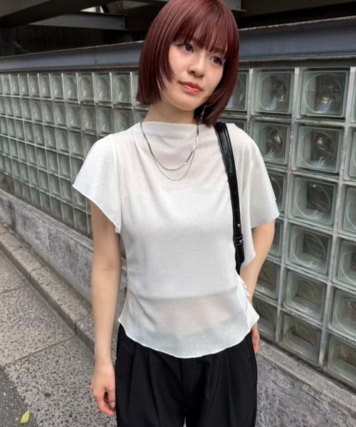 mebole(メボレ)の「フレアフラッタースリーブトップス(Tシャツ/カットソー・レディース・ブラック/ホワイト/ブルー・FREE)」の15枚目の写真
