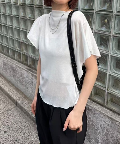 mebole(メボレ)の「フレアフラッタースリーブトップス(Tシャツ/カットソー・レディース・ブラック/ホワイト/ブルー・FREE)」の16枚目の写真