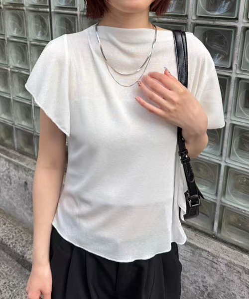 mebole(メボレ)の「フレアフラッタースリーブトップス(Tシャツ/カットソー・レディース・ブラック/ホワイト/ブルー・FREE)」の21枚目の写真