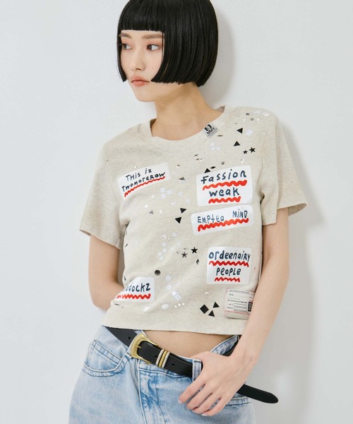 MIHARA YASUHIRO/ミハラヤスヒロ】EMBELLISHED STICKER TEE/エンベ
