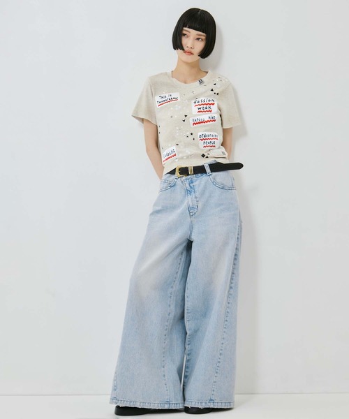 MIHARAYASUHIRO(ミハラヤスヒロ)の「【MIHARA YASUHIRO/ミハラヤスヒロ】EMBELLISHED STICKER TEE/エンベリッシュドステッカーT(Tシャツ/カットソー・レディース・ホワイト/ブラック・38)」の3枚目の写真