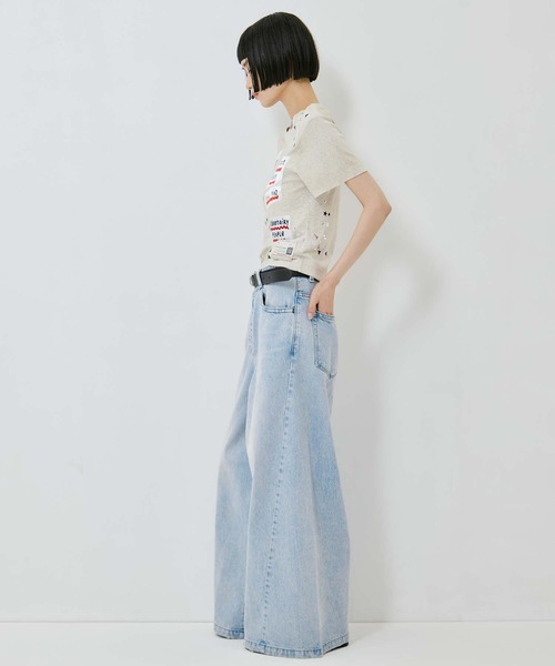 MIHARAYASUHIRO(ミハラヤスヒロ)の「【MIHARA YASUHIRO/ミハラヤスヒロ】EMBELLISHED STICKER TEE/エンベリッシュドステッカーT(Tシャツ/カットソー・レディース・ホワイト/ブラック・38)」の4枚目の写真