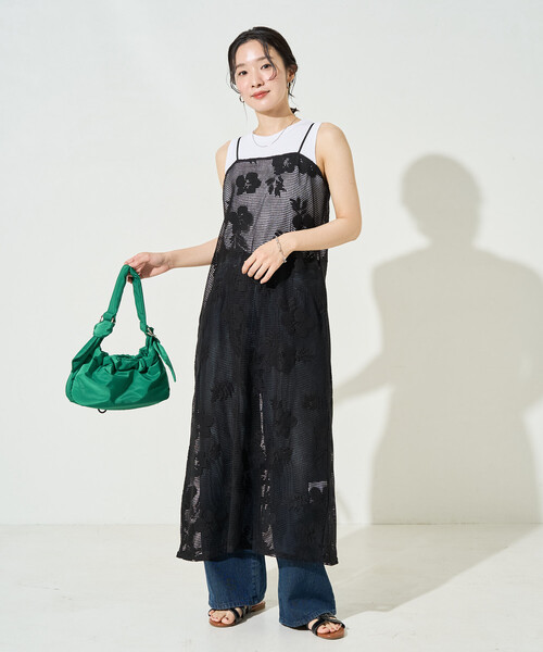 FREAK'S STORE(フリークスストア)の「限定展開 フラワー メッシュ キャミ ワンピース(ワンピース・レディース・オフホワイト/ブラック・フリ-)」の3枚目の写真