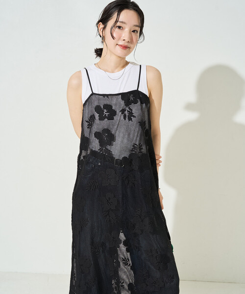 FREAK'S STORE(フリークスストア)の「限定展開 フラワー メッシュ キャミ ワンピース(ワンピース・レディース・オフホワイト/ブラック・フリ-)」の6枚目の写真