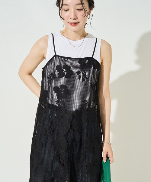 FREAK'S STORE(フリークスストア)の「限定展開 フラワー メッシュ キャミ ワンピース(ワンピース・レディース・オフホワイト/ブラック・フリ-)」の8枚目の写真