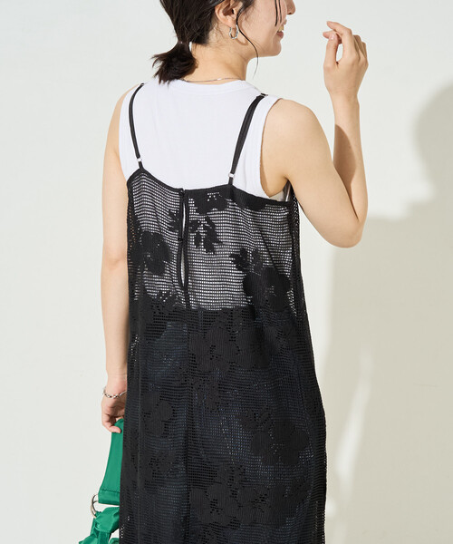 FREAK'S STORE(フリークスストア)の「限定展開 フラワー メッシュ キャミ ワンピース(ワンピース・レディース・オフホワイト/ブラック・フリ-)」の9枚目の写真