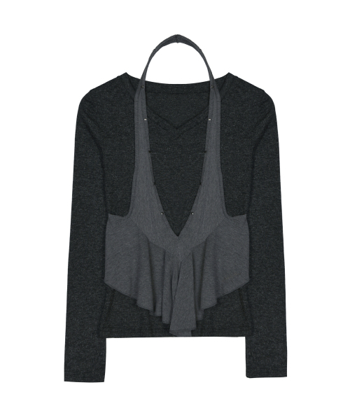 NICK&NICOLE（ニックアンドニコール）の「HALTER LAYERED TOP_CHARCOAL（Tシャツ/カットソー・レディース・その他・FREE）」の4枚目の写真