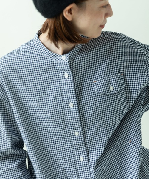 PAR ICI(パーリッシィ)の「vintage/オーガニックコットン ワークシャツ(シャツ/ブラウス・レディース・ネイビー/ホワイト/ブルー・FREE)」の10枚目の写真