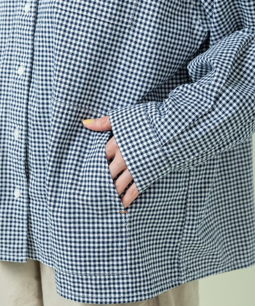 PAR ICI(パーリッシィ)の「vintage/オーガニックコットン ワークシャツ(シャツ/ブラウス・レディース・ネイビー/ホワイト/ブルー・FREE)」の4枚目の写真