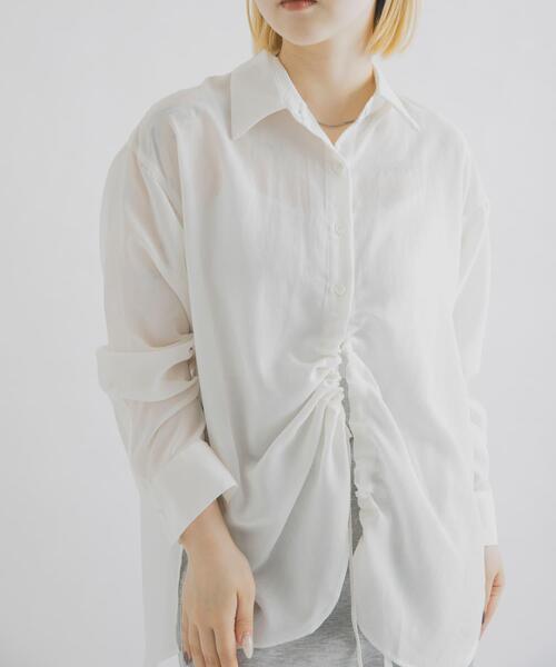 THE GOODLAND MARKET（ザグッドランドマーケット）の「MIDIUMISOLID　DROWSTRING SHIRT（シャツ/ブラウス・レディース・ライトピンク/ライトブルー/ブラック/アイボリー・FREE）」の2枚目の写真