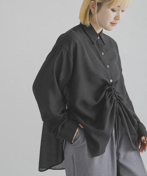 THE GOODLAND MARKET（ザグッドランドマーケット）の「MIDIUMISOLID　DROWSTRING SHIRT（シャツ/ブラウス・レディース・ライトピンク/ライトブルー/ブラック/アイボリー・FREE）」の3枚目の写真
