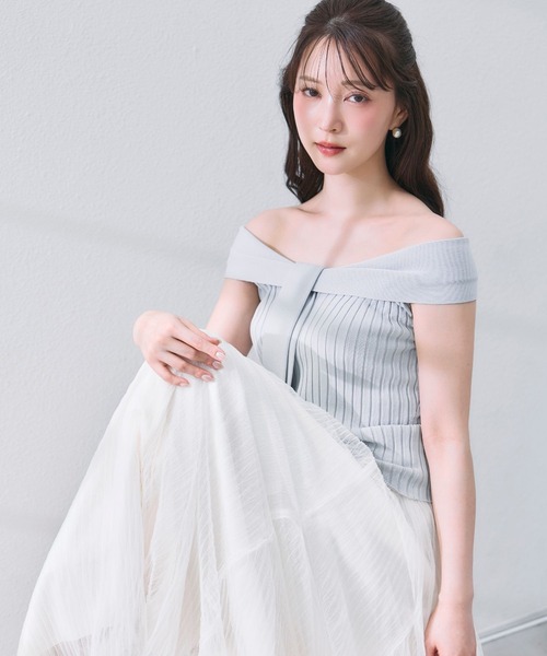 polaura(ポローラ)の「コントゥアリボンニットトップ(シャツ/ブラウス・レディース・レッド/グレイッシュベージュ/ライトピンク/ベージュ/ライトブルー・FREE)」の7枚目の写真