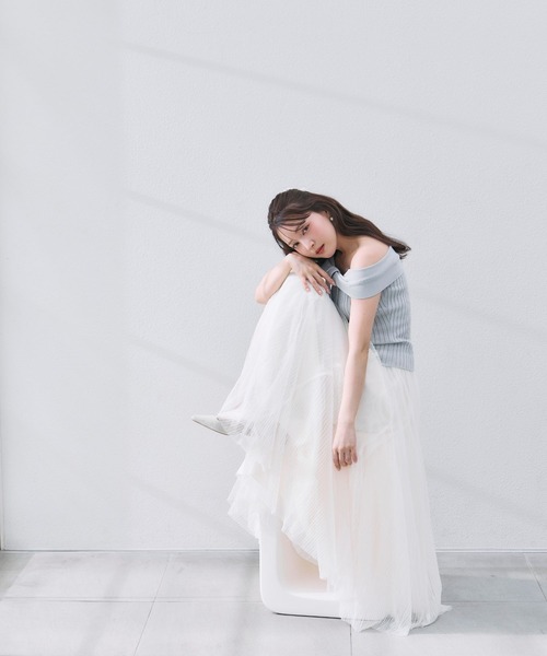 polaura(ポローラ)の「コントゥアリボンニットトップ(シャツ/ブラウス・レディース・レッド/グレイッシュベージュ/ライトピンク/ベージュ/ライトブルー・FREE)」の9枚目の写真