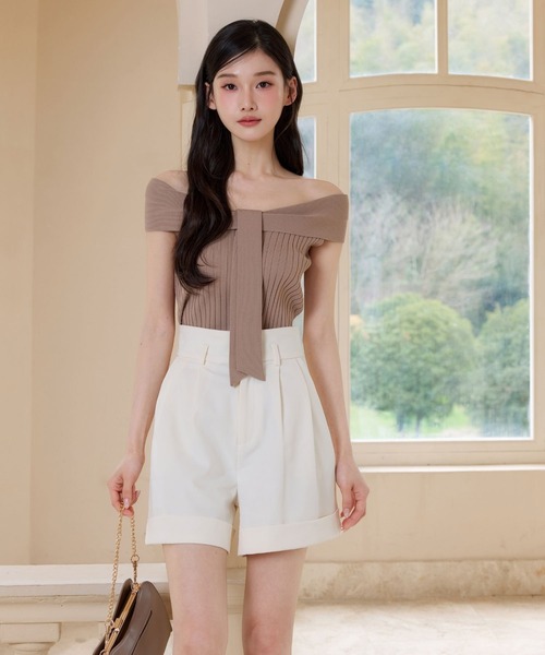 polaura(ポローラ)の「コントゥアリボンニットトップ(シャツ/ブラウス・レディース・レッド/グレイッシュベージュ/ライトピンク/ベージュ/ライトブルー・FREE)」の15枚目の写真