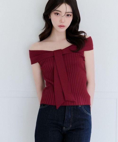polaura(ポローラ)の「コントゥアリボンニットトップ(シャツ/ブラウス・レディース・レッド/グレイッシュベージュ/ライトピンク/ベージュ/ライトブルー・FREE)」の17枚目の写真