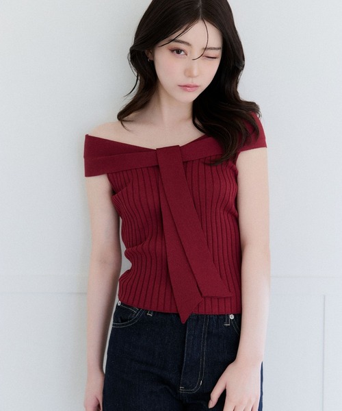 polaura(ポローラ)の「コントゥアリボンニットトップ(シャツ/ブラウス・レディース・レッド/グレイッシュベージュ/ライトピンク/ベージュ/ライトブルー・FREE)」の18枚目の写真