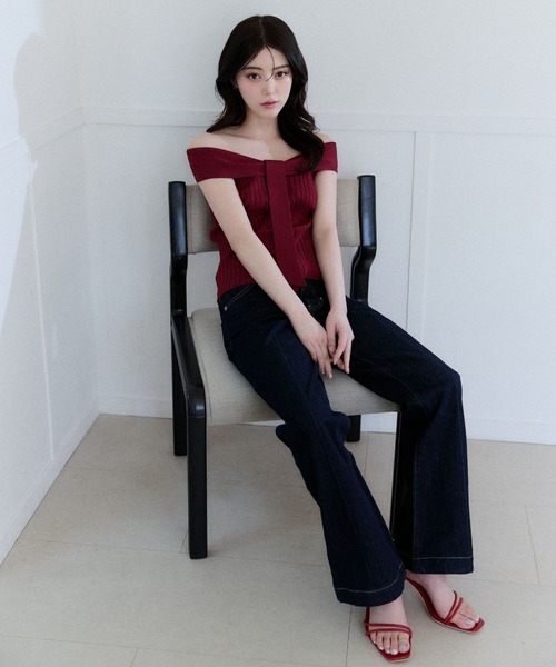 polaura(ポローラ)の「コントゥアリボンニットトップ(シャツ/ブラウス・レディース・レッド/グレイッシュベージュ/ライトピンク/ベージュ/ライトブルー・FREE)」の19枚目の写真