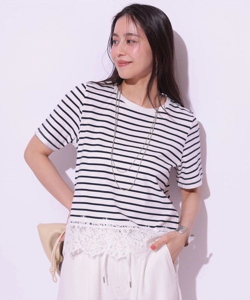 裾レース半袖Tシャツ（Tシャツ/カットソー）｜Arpege story
