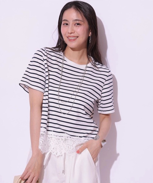 裾レース半袖Tシャツ（Tシャツ/カットソー）｜Arpege story