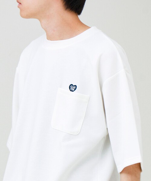 GLOSTER(グロスター)の「【ユニセックスで着たい】接触冷感ハート刺繍ポケTEE(Tシャツ/カットソー・メンズ・ブラック/ホワイト/ネイビー・S/L/M)」の2枚目の写真