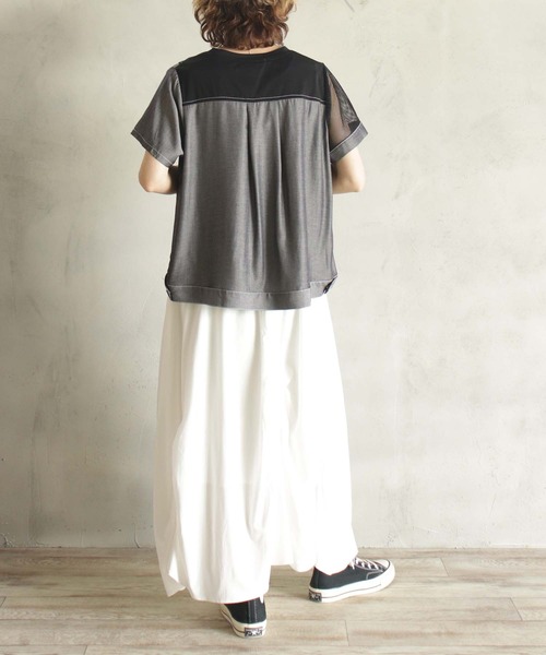 BITTOKO（ビットコ）の「メッシュ×デザインプルオーバー（Tシャツ/カットソー・レディース・ホワイト/ブラック・FREE）」の6枚目の写真