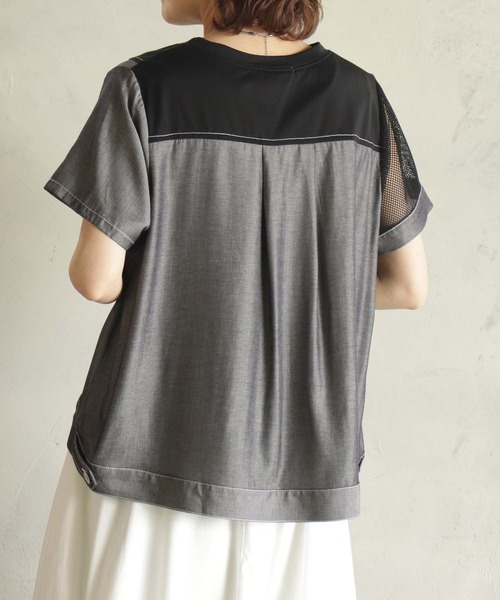 BITTOKO（ビットコ）の「メッシュ×デザインプルオーバー（Tシャツ/カットソー・レディース・ホワイト/ブラック・FREE）」の7枚目の写真