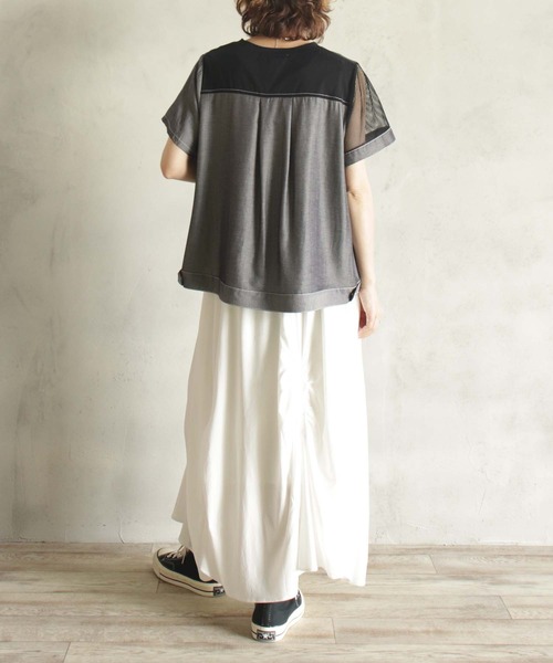 BITTOKO（ビットコ）の「メッシュ×デザインプルオーバー（Tシャツ/カットソー・レディース・ホワイト/ブラック・FREE）」の8枚目の写真