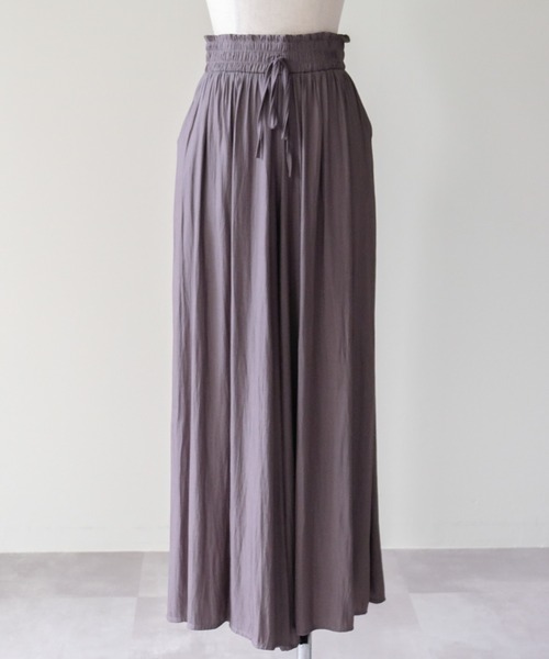 DOLLUPOOPS（ドールアップウップス）の「Shirred Waist Easy Wide-Leg Pants(ウエストシャーリングイージーワイドパンツ)（その他パンツ・レディース・ブラウン/カーキ/ブラック/チャコールグレー・FREE）」の3枚目の写真