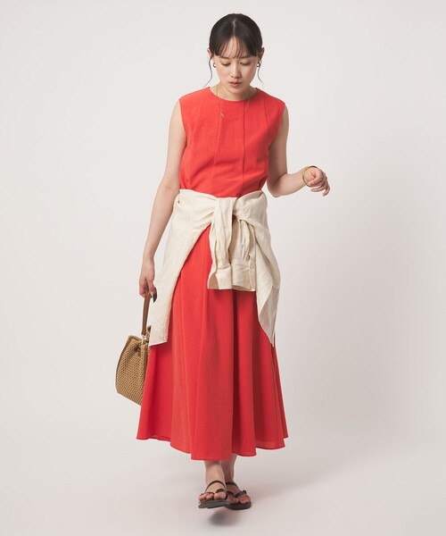 green label relaxing（グリーンレーベルリラクシング）の「［size SHORT/TALLあり］ドライクロス ワンピース マシンウォッシャブル 通気性（ワンピース・レディース・モカ/ブラック/オレンジ・FREE/TALL/SHORT）」の3枚目の写真